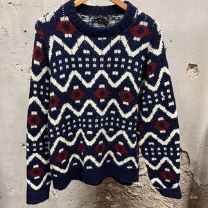 Alps Knitmeister Wool Nordic Fair Isle Wool Blend Chunky Knit Sweater Medium M
